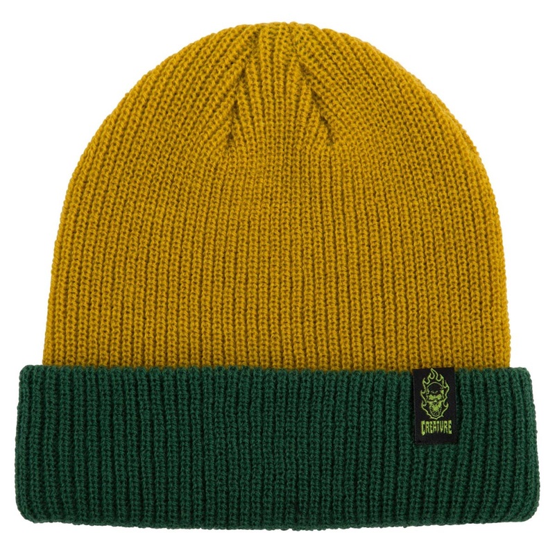 Creature Bonehead Label Long Shoreman Beanie – Gold/Green