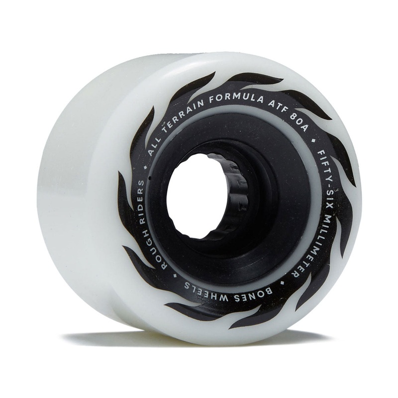Bones ATF Rough Riders Eternal Flame 80a Skateboard Wheels – White – 56mm