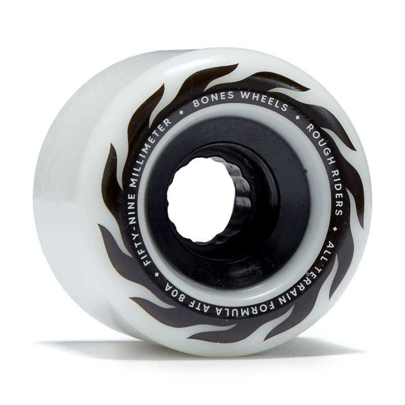 Bones ATF Rough Riders Eternal Flame 80a Skateboard Wheels – White – 59mm