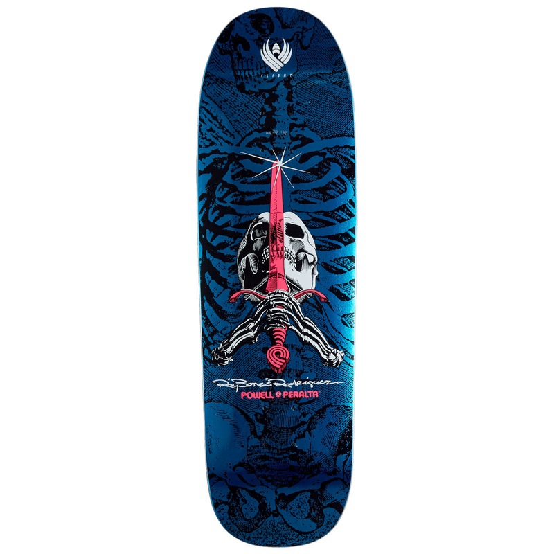 Powell-Peralta Flight Ray Rodriguez Skull & Sword Skateboard Deck – Blue Foil – 9.26