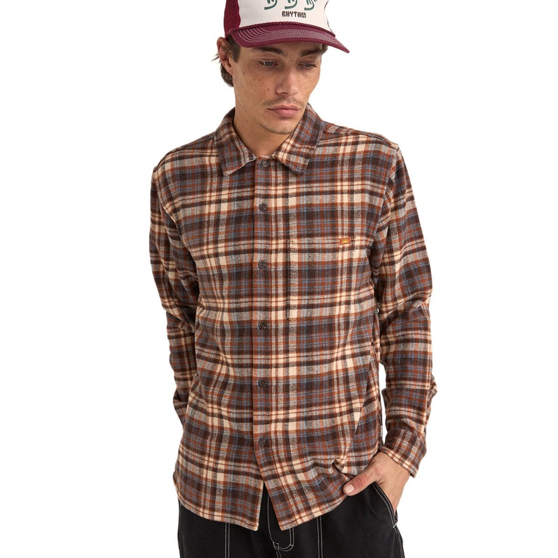 Rhythm Albert Check Long Sleeve Shirt – Almond