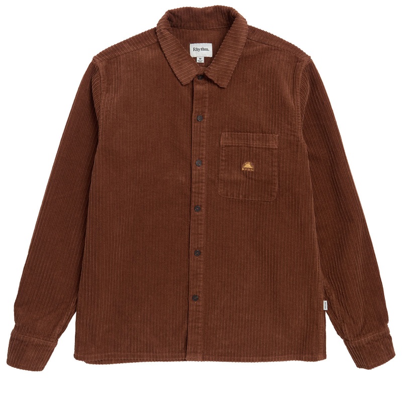 Rhythm Corduroy Long Sleeve Shirt – Rust
