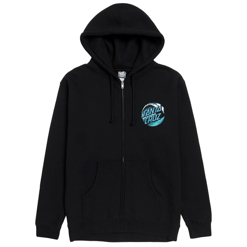 Santa Cruz Wave Dot Zip Hoodie – Black/Teal