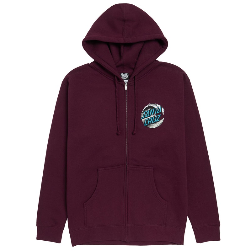 Santa Cruz Wave Dot Zip Hoodie – Maroon/Tan/Teal
