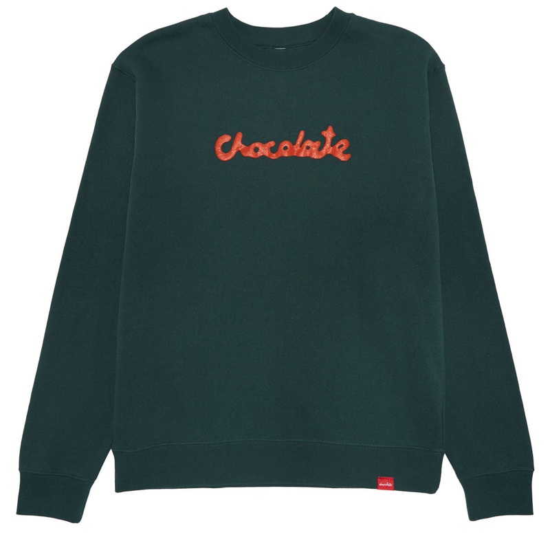 Chocolate Drip Script Crewneck Sweatshirt – Forest Green