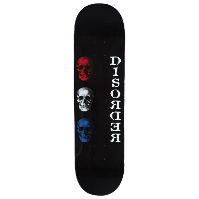 Disorder 3 Skull Skateboard Deck – Black – 8.25