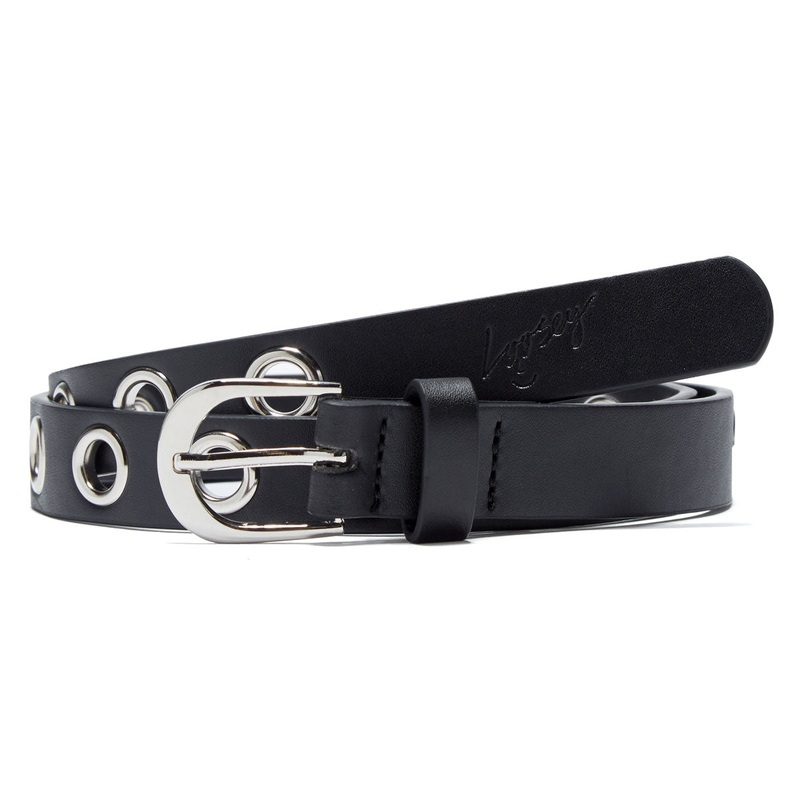 Loosey Skinny Grommet Hole Belt – Black