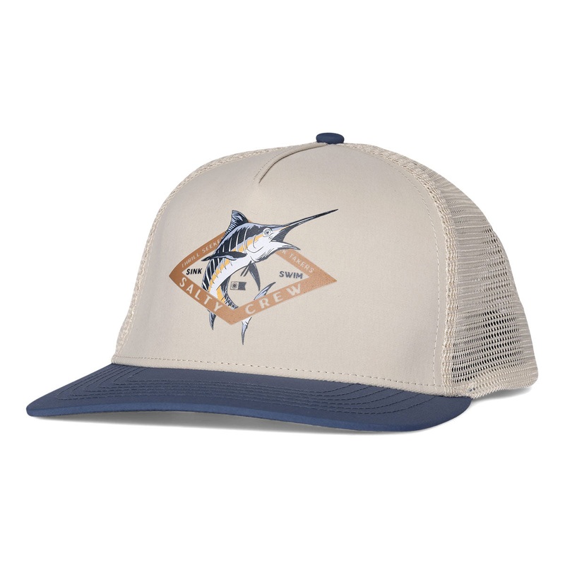 Salty Crew Diamond Marlin Trucker Hat – Oyster/Slate