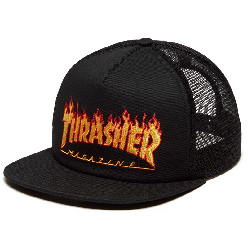 Thrasher Embroidered Flame Logo Hat – Black