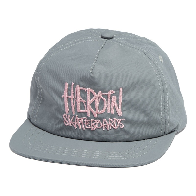 Heroin Script Nylon Snapback Hat – Grey/Pink