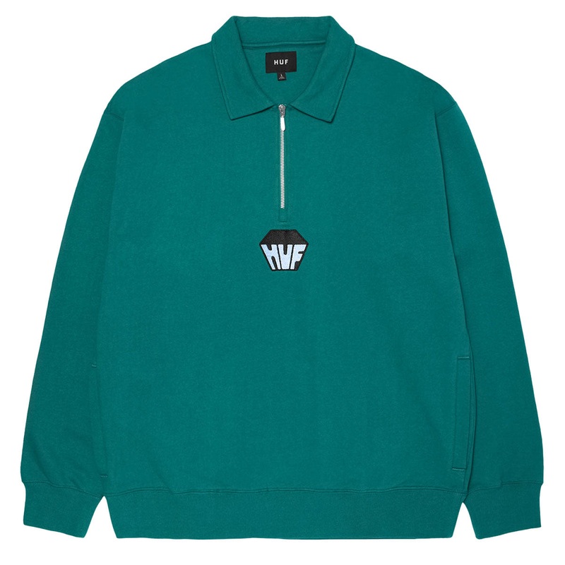 HUF Big Block /4 Zip French Terry Sweatshirt – Sea Green