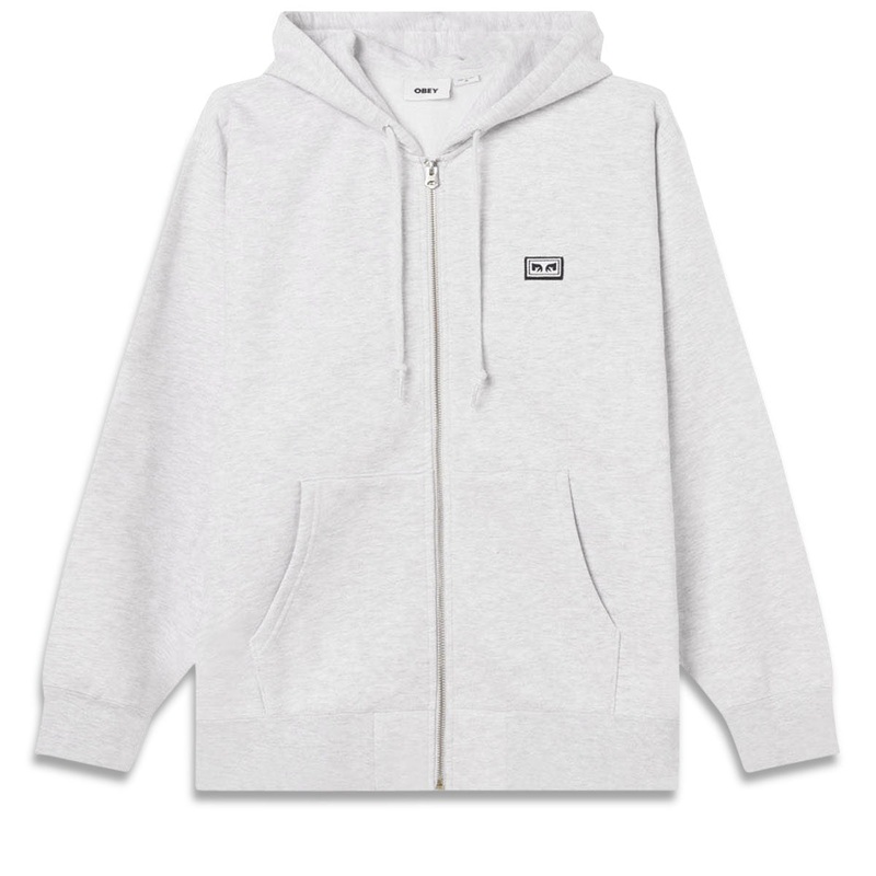 Obey Established Works Eyes Zip Hoodie – Ash Grey