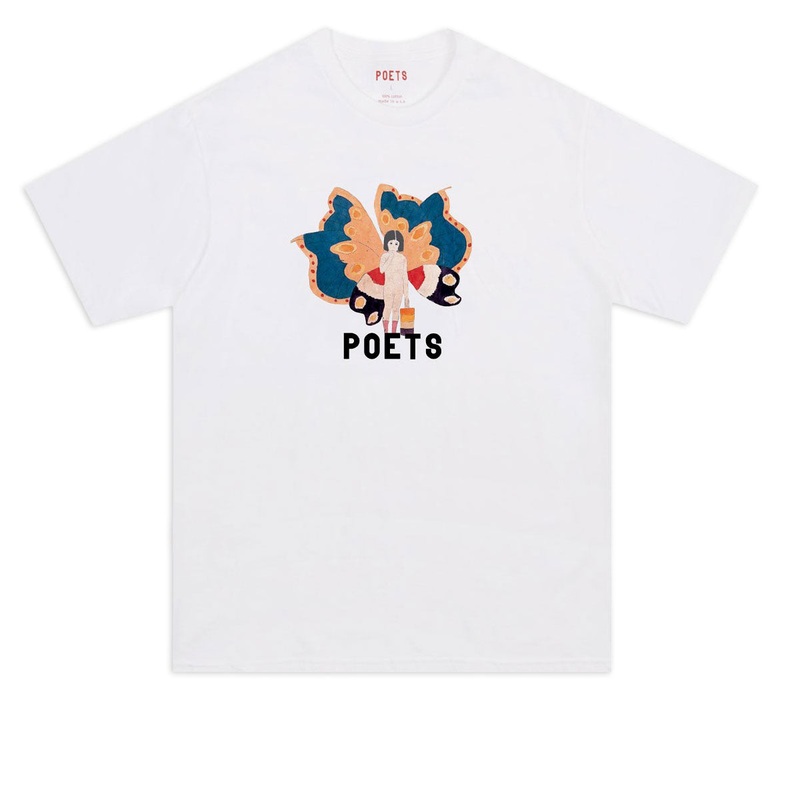 Poets Butterfly Girl Dtg T-Shirt – White