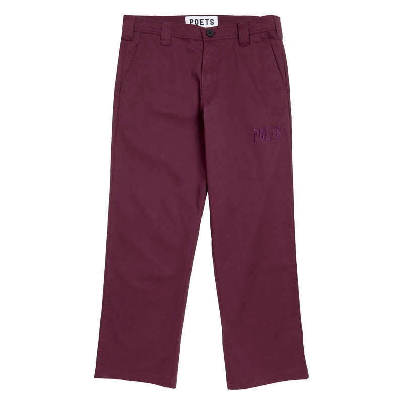 Poets Byrne Relaxed Fit Cotton Pants – Dark Burgundy