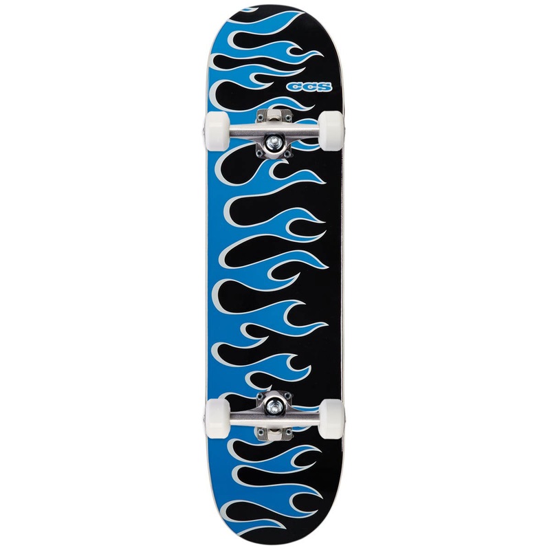 CCS Flames Mini Skateboard Complete – Black/Blue – 7.25