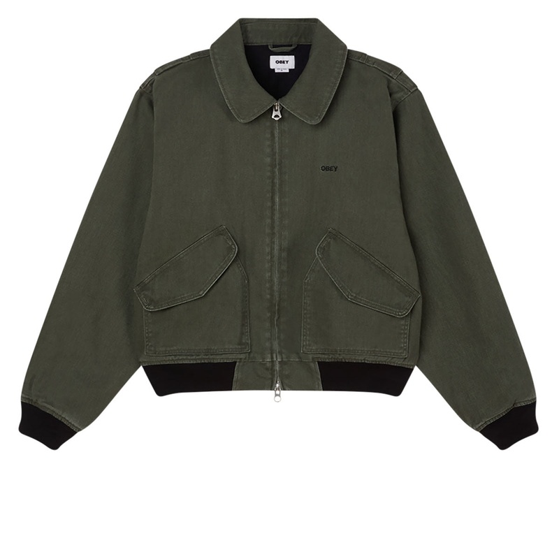 Obey Denim Cwu-45p Jacket – Kombu Green Faded Wash