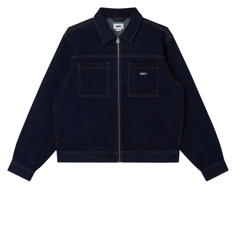 Obey Icon Hardwork Zip Up Jacket – Rinse Indigo