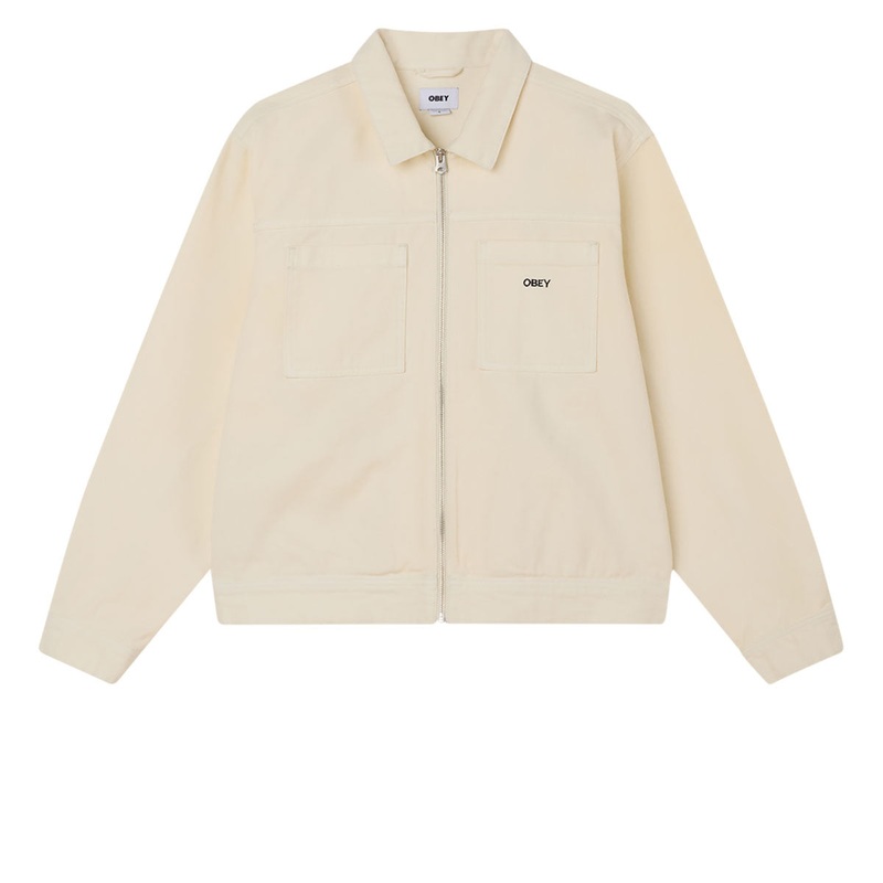 Obey Icon Hardwork Zip Up Jacket – Unbleached
