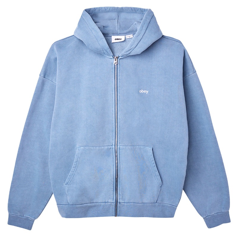 Obey Lowercase Pigment Zip Hoodie – Pigment Coronet Blue