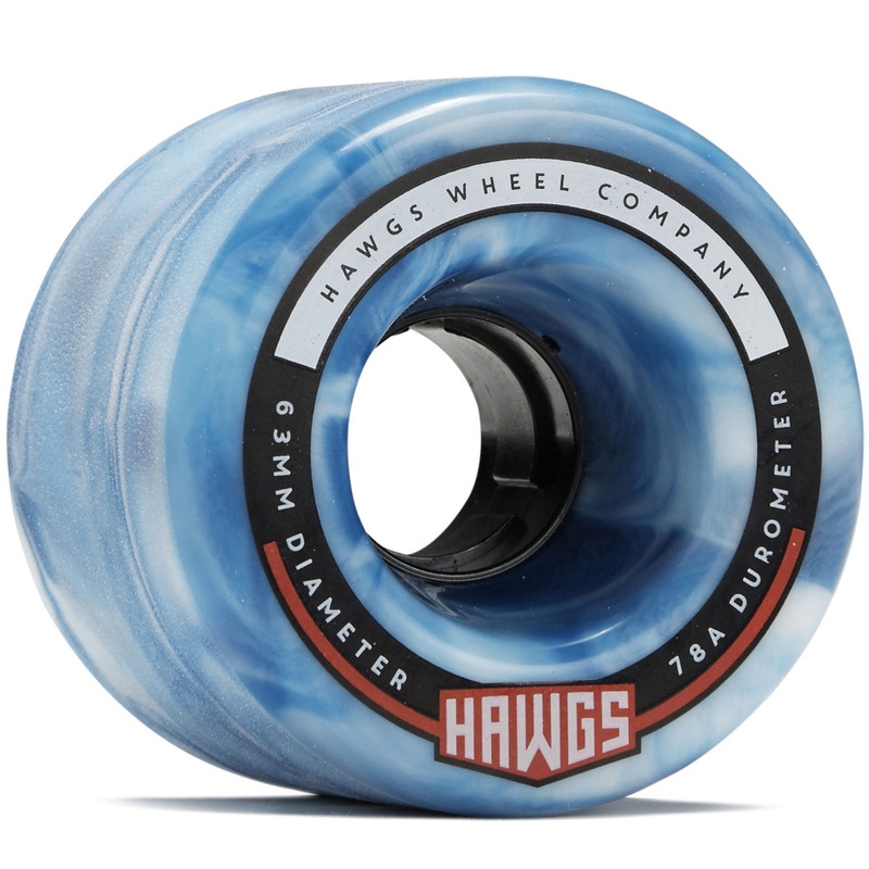 Hawgs Fatty 78a Stone Ground Longboard Wheels – Sky Blue Swirl – 63mm