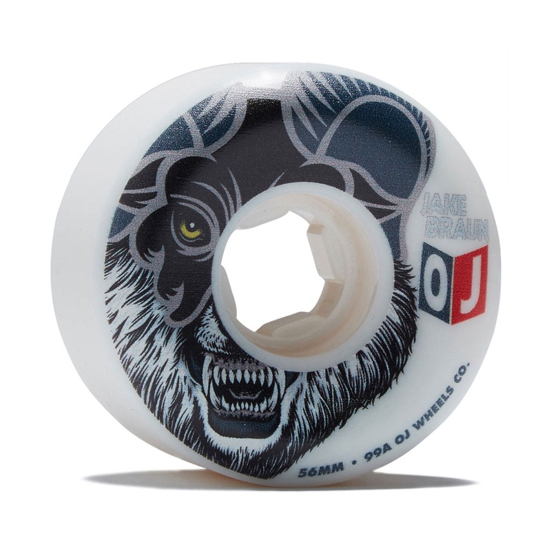 OJ Jake Braun Wolf Elite Hardline 99a Skateboard Wheels – White – 56mm