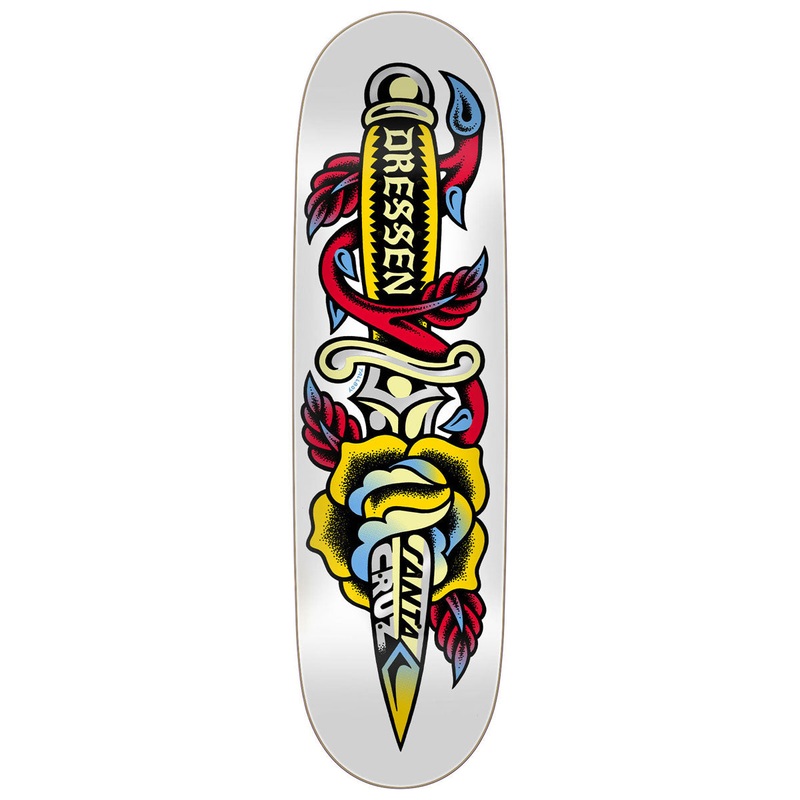 Santa Cruz Dressen Rose Dagger Skateboard Deck – White – 8.70