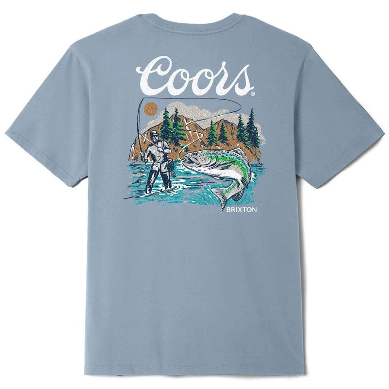 Brixton x Coors Keeper T-Shirt – Dusty Blue
