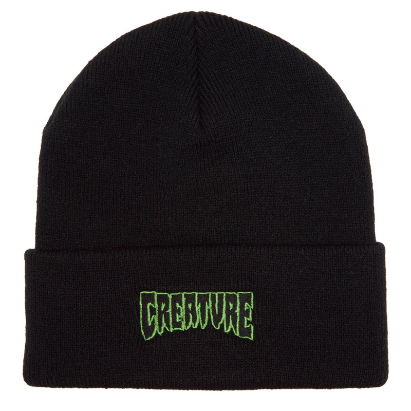 Creature Logo Outline Long Shoreman Beanie – Black