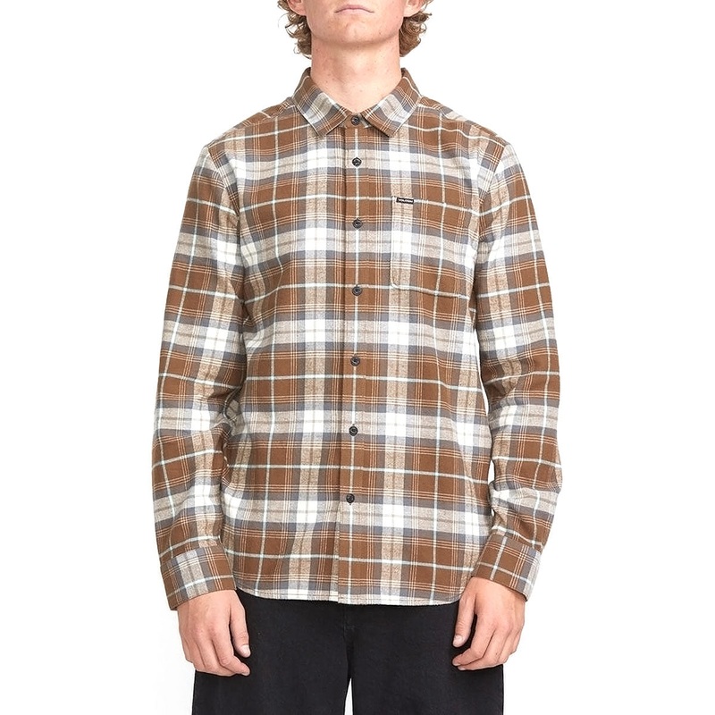 Volcom Caden Plaid Long Sleeve Shirt – Dark Earth