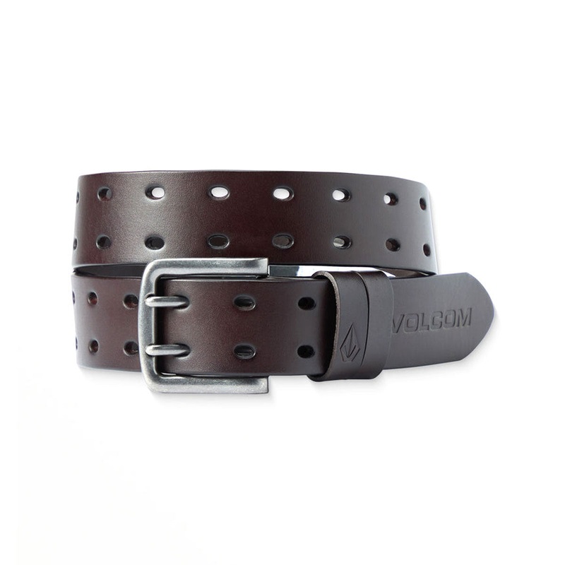 Volcom Two Spike Leather Belt – Brown
