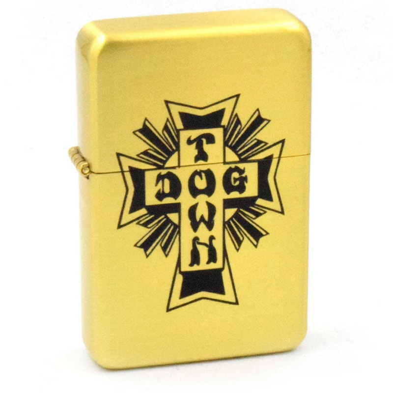 Dogtown Cross Logo Flip Top Metal Lighter – Gold/Black