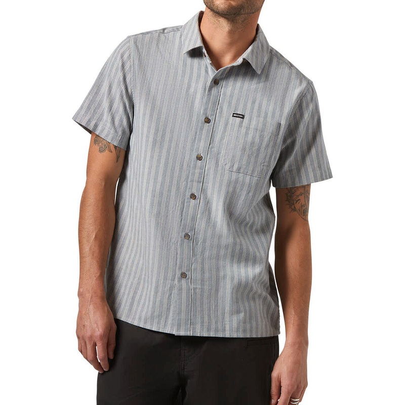Brixton Cru Oxford Stripe Shirt – Basalt Blue/Whitcap Stripe