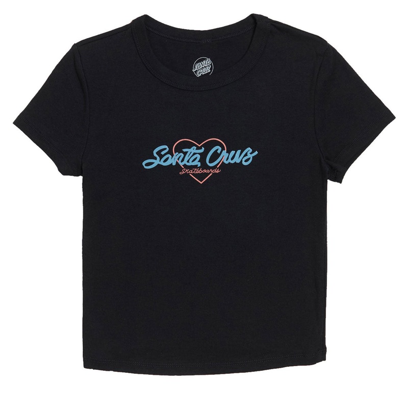 Santa Cruz Womens Love Script Center Cropped T-Shirt – Black