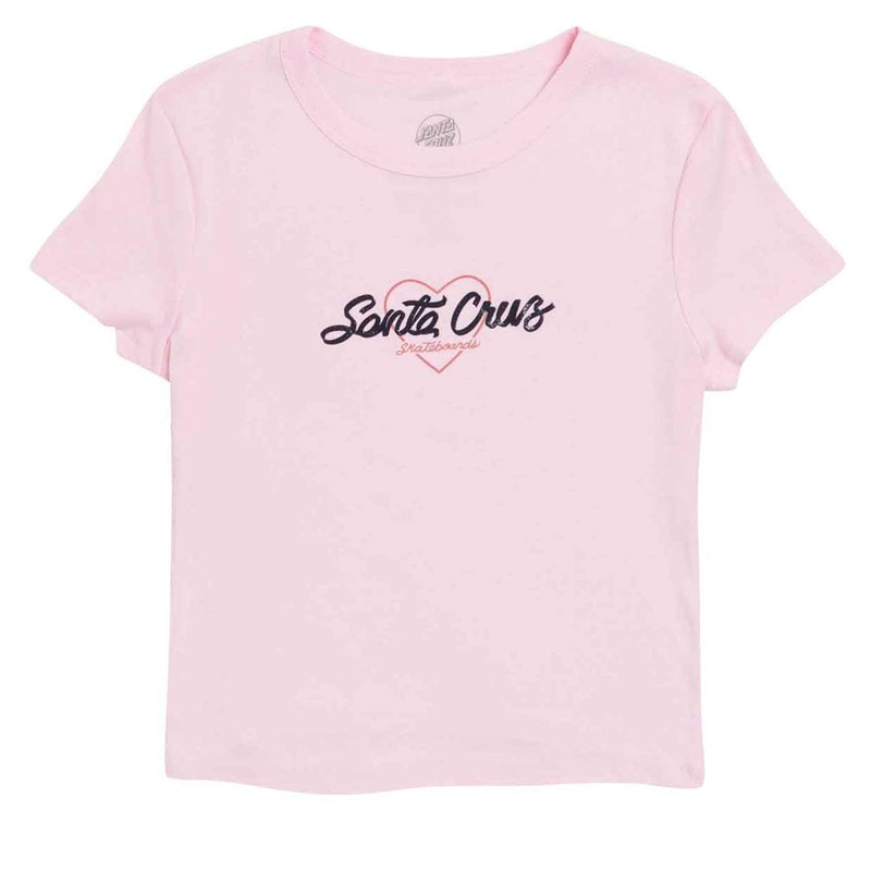 Santa Cruz Womens Love Script Center Cropped T-Shirt – Solid Pink Blend