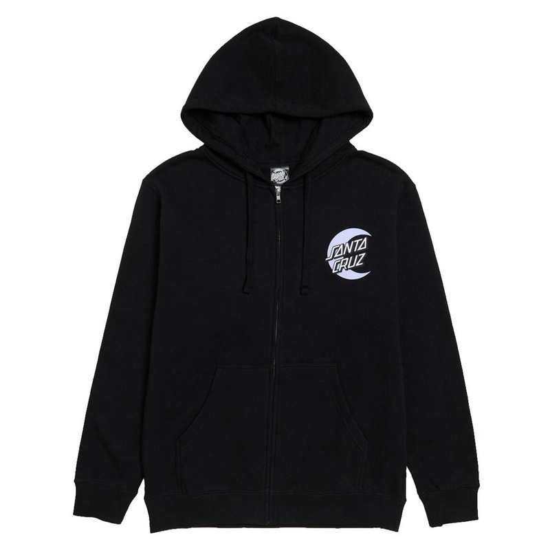 Santa Cruz Womens Moon Dot Relaxed Zip Up Hoodie – Black