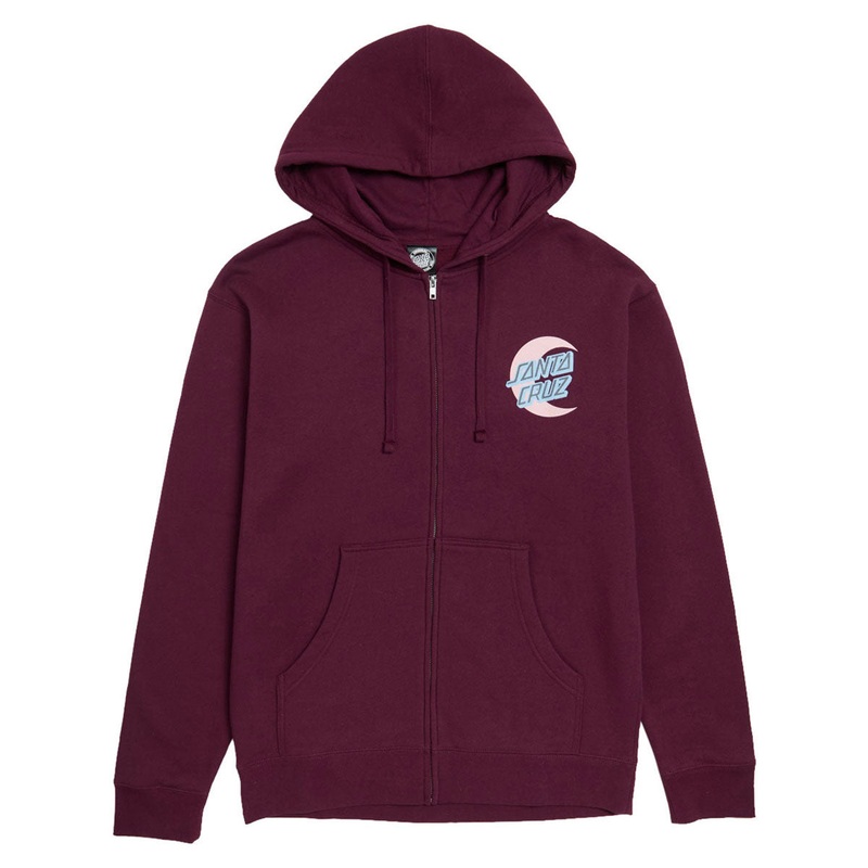 Santa Cruz Womens Moon Dot Relaxed Zip Up Hoodie – Maroon