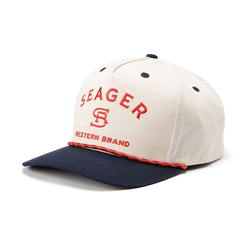 Seager Branded Snapback Hat – Cream/Navy