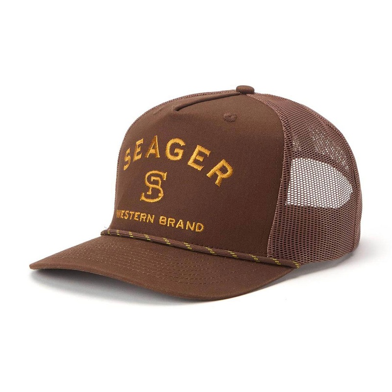 Seager Branded Trucker Snapback Hat – Brown