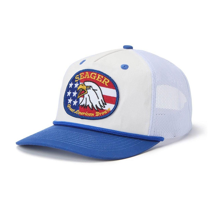 Seager Great American Dream Trucker Snapback Hat – White/Navy