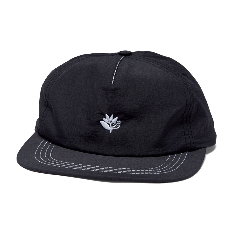 Magenta Plant Nylon Snapback Hat – Black