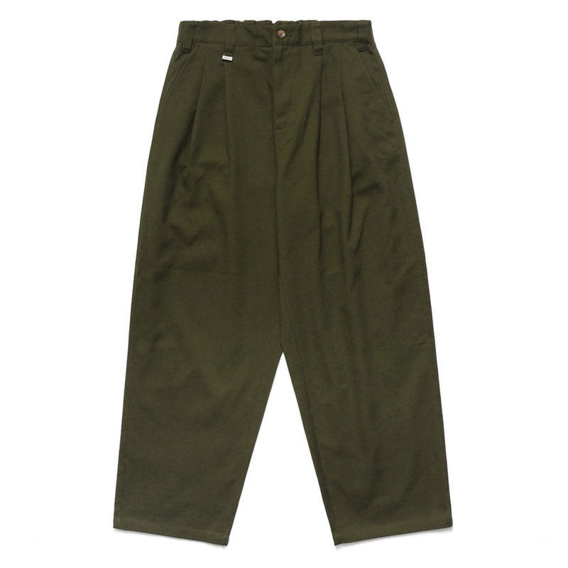 Metalwood Elastic Waist Baggy Pants – Olive