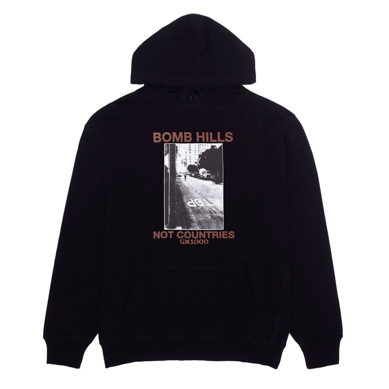 GX1000 Bomb Hills Not Countries Hoodie – Black/Brown Font