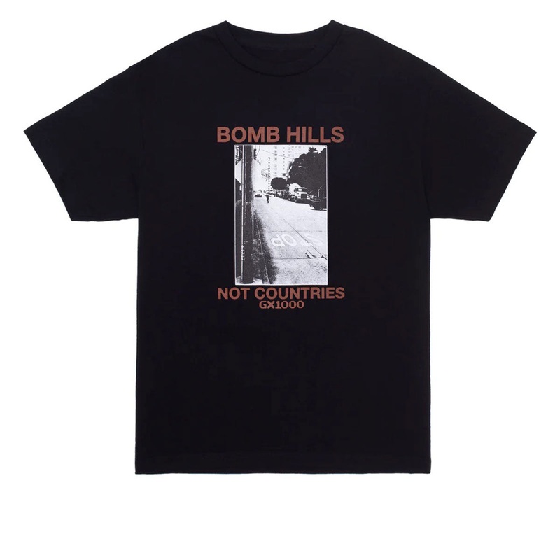 GX1000 Bomb Hills Not Countries T-Shirt – Black/Brown Font