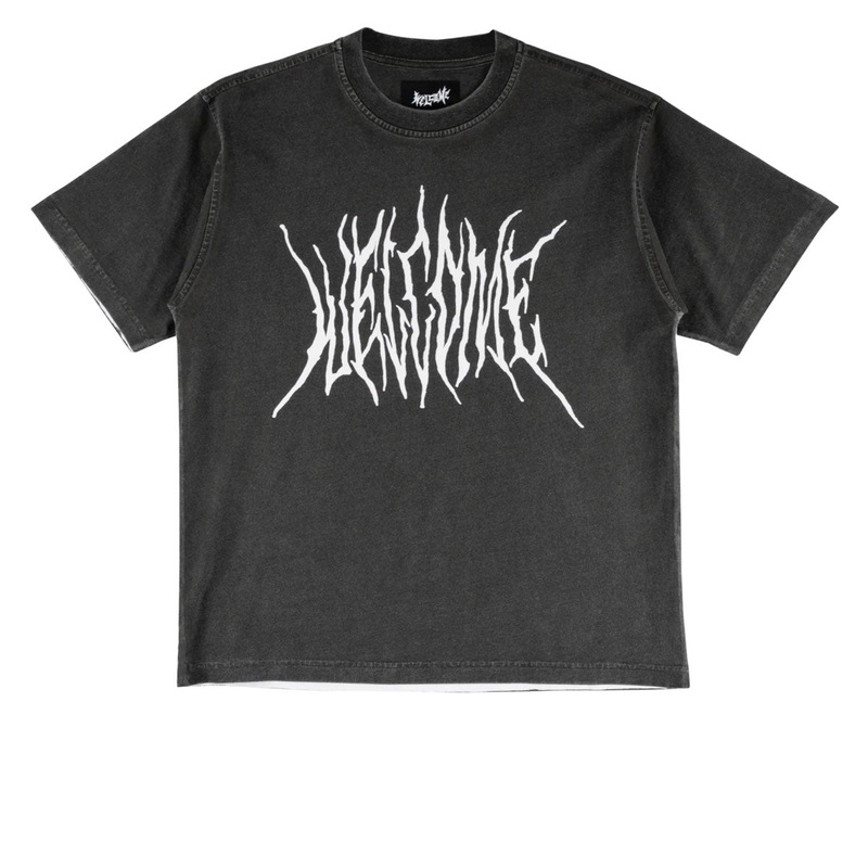 Welcome Screen Overprint Knit T-Shirt – Black/White