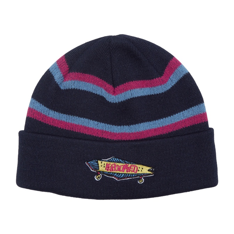 Krooked Bored Beanie – Navy/Blue/Magenta