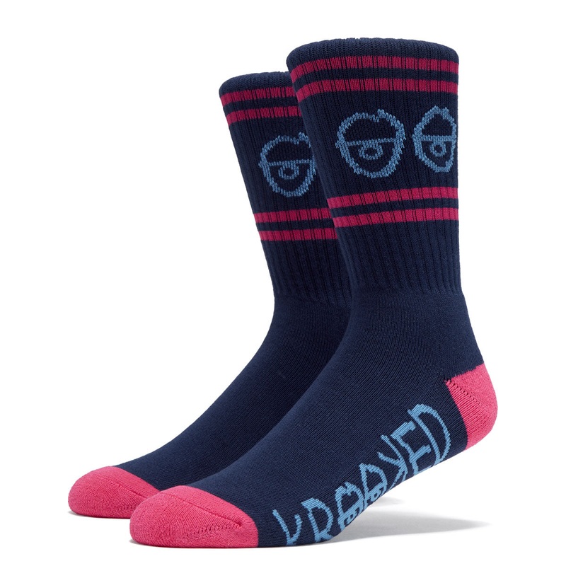Krooked Eyes Socks – Navy/Blue/Magenta