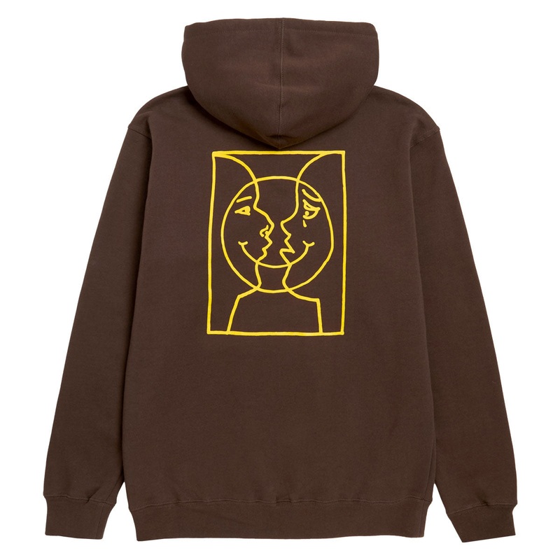 Krooked Moonsmile Raw Hoodie – Brown/Yellow Prints