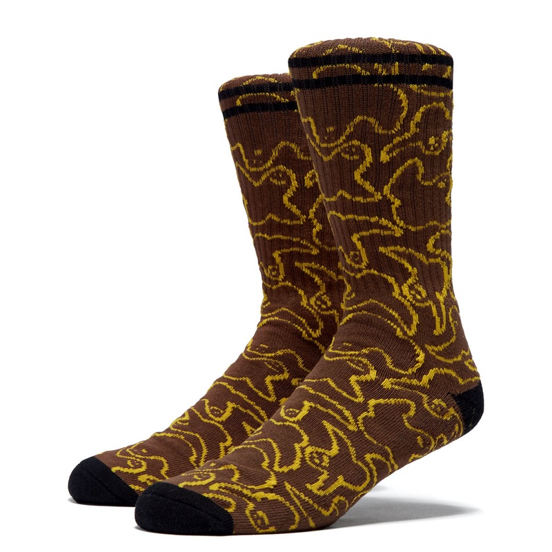 Krooked Multi Birds Socks – Brown/Yellow/Black