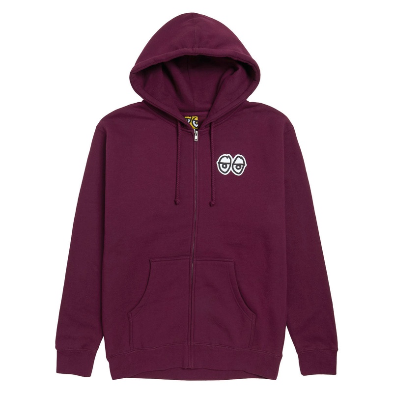 Krooked Strait Eyes Zip Up Hoodie – Maroon/Black/White Prints