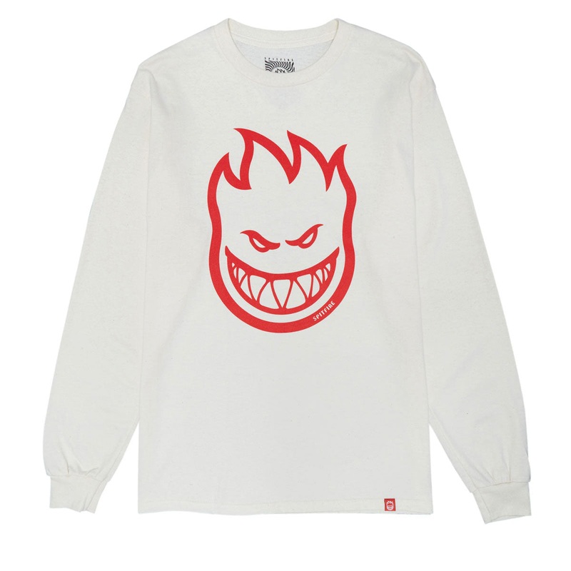 Spitfire Bighead Long Sleeve T-Shirt – Natural/Red Print